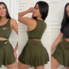 conjunto deportivo 3 piezas mujer verde militar